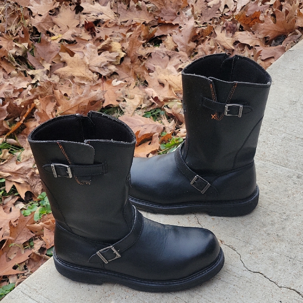 Harley-Davidson Black Leather Boots with Buckle